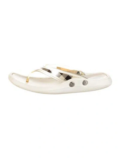 Pre-owned Burberry Nova Check Pattern Rubber Flip Flops In Neutrals