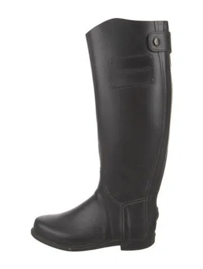 Pre-owned Burberry Nova Check Pattern Rubber Rain Boots In Black