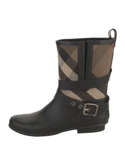 Pre-owned Burberry Nova Check Pattern Rubber Rain Boots In Multi