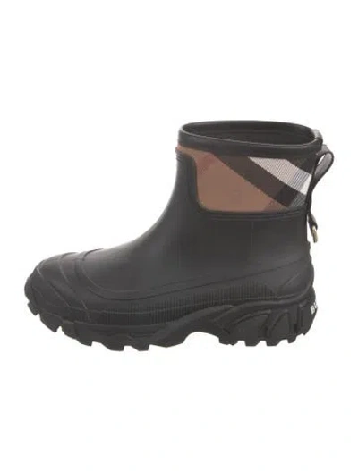 Pre-owned Burberry Nova Check Pattern Rubber Rain Boots In Multi