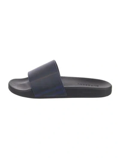 Pre-owned Burberry Nova Check Pattern Rubber Slides In Blue