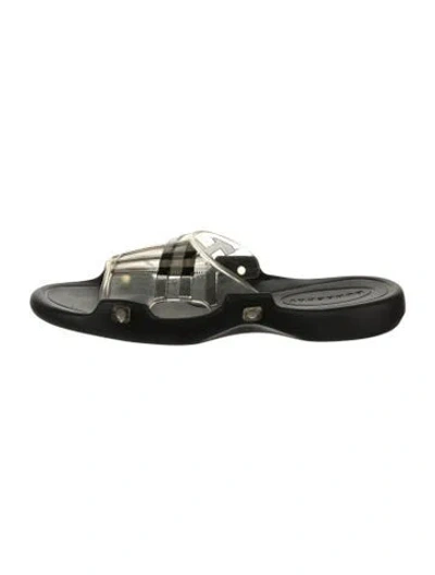 Pre-owned Burberry Nova Check Pattern Rubber Slides In Green