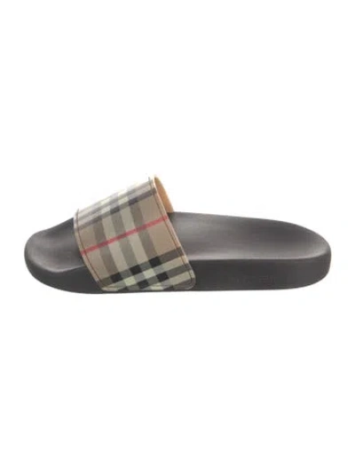 Pre-owned Burberry Nova Check Pattern Rubber Slides In Neutral