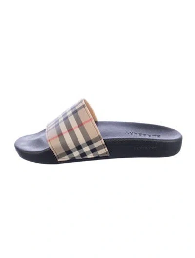 Pre-owned Burberry Nova Check Pattern Rubber Slides In Neutrals