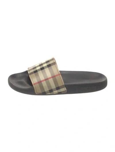 Pre-owned Burberry Nova Check Pattern Rubber Slides In Neutrals