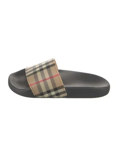 Pre-owned Burberry Nova Check Pattern Rubber Slides In Neutrals