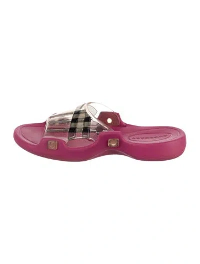Pre-owned Burberry Nova Check Pattern Rubber Slides In Pink