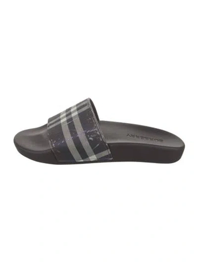 Pre-owned Burberry Nova Check Pattern Rubber Slides In Purple