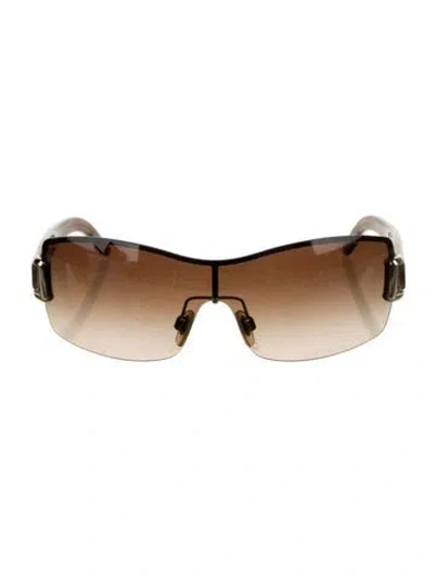 Pre-owned Burberry Nova Check Pattern Shield Sunglasses In Neutrals