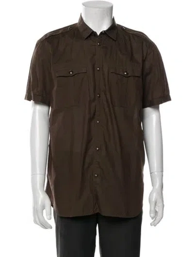 Pre-owned Burberry Nova Check Pattern Short Sleeve Western Shirt In Brown