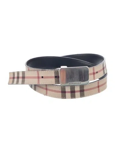 Pre-owned Burberry Nova Check Pattern Skinny Belt In Neutral
