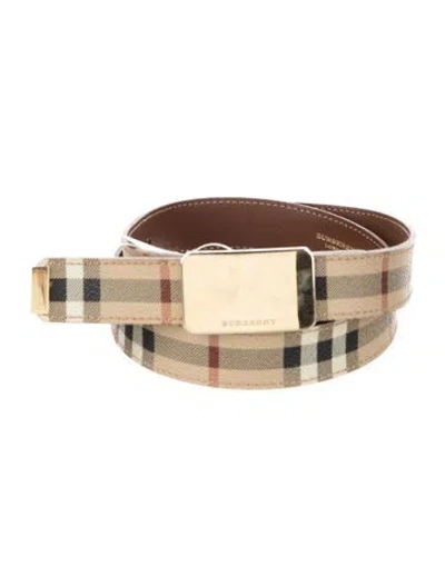 Pre-owned Burberry Nova Check Pattern Skinny Belt In Neutral