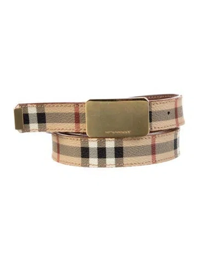 Pre-owned Burberry Nova Check Pattern Skinny Belt In Neutral