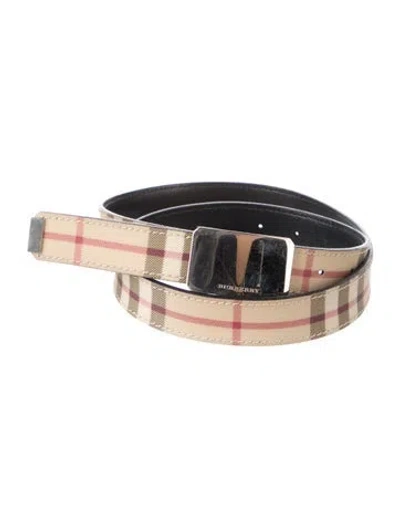 Pre-owned Burberry Nova Check Pattern Skinny Belt In Neutrals