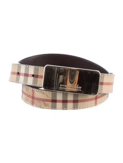 Pre-owned Burberry Nova Check Pattern Skinny Waist Belt In Neutral