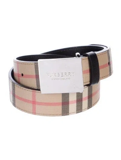 Pre-owned Burberry Nova Check Pattern Skinny Waist Belt In Neutrals