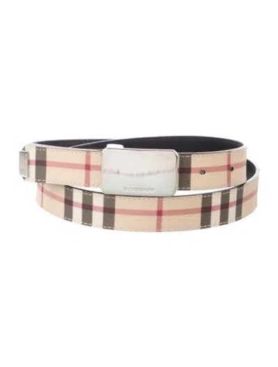 Pre-owned Burberry Nova Check Pattern Skinny Waist Belt In Neutrals