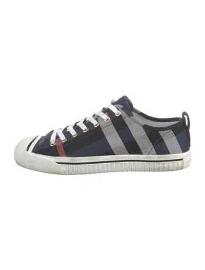 Pre-owned Burberry Nova Check Pattern Sneakers In Blue