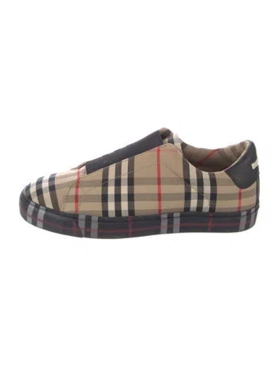 Pre-owned Burberry Nova Check Pattern Sneakers In Neutral