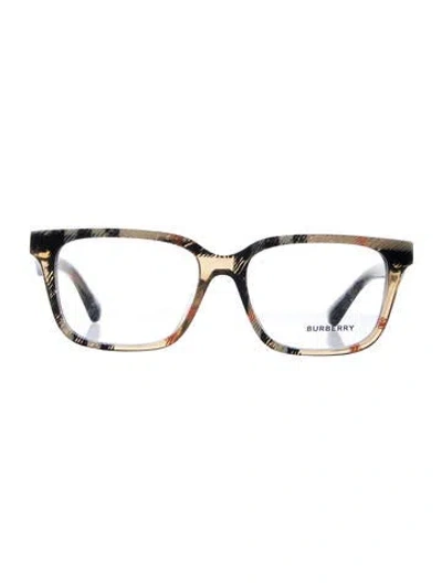 Pre-owned Burberry Nova Check Pattern Square Eyeglasses In Brown/neutrals