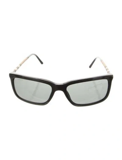 Pre-owned Burberry Nova Check Pattern Square Sunglasses In Black