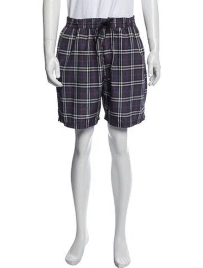 Pre-owned Burberry Nova Check Pattern Swim Trunks In Blue