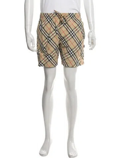 Pre-owned Burberry Nova Check Pattern Swim Trunks In Neutrals