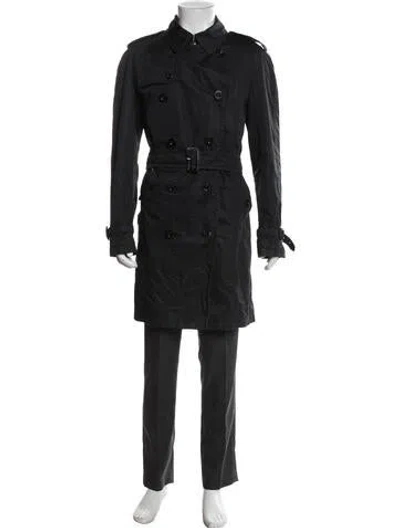 Pre-owned Burberry Nova Check Pattern Trench Coat In Black
