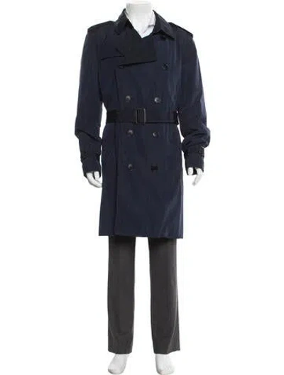 Pre-owned Burberry Nova Check Pattern Trench Coat In Blue