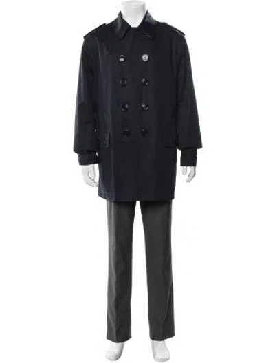 Pre-owned Burberry Nova Check Pattern Trench Coat In Blue