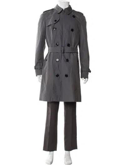 Pre-owned Burberry Nova Check Pattern Trench Coat In Gray