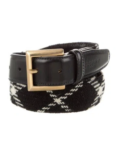 Pre-owned Burberry Nova Check Pattern Tweed Belt In Black