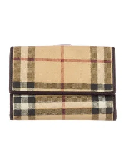 Pre-owned Burberry Nova Check Pattern Wallet In Neutral
