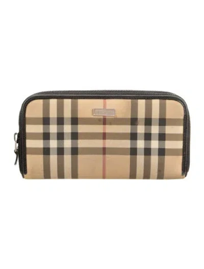 Pre-owned Burberry Nova Check Pattern Wallet In Neutral