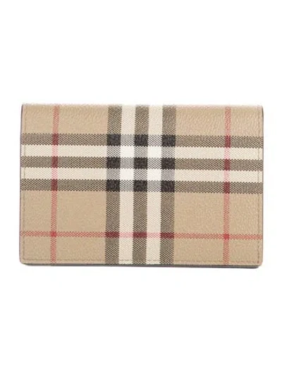 Pre-owned Burberry Nova Check Pattern Wallet In Neutrals