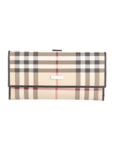 Pre-owned Burberry Nova Check Pattern Wallet In Neutrals