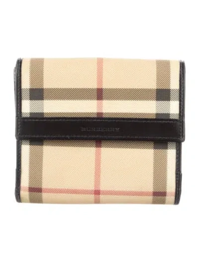 Pre-owned Burberry Nova Check Pattern Wallet In Neutrals