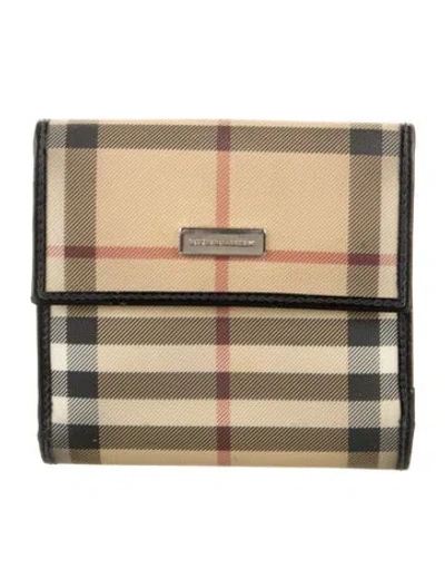 Pre-owned Burberry Nova Check Pattern Wallet In Neutrals