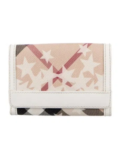 Pre-owned Burberry Nova Check Pattern Wallet In White