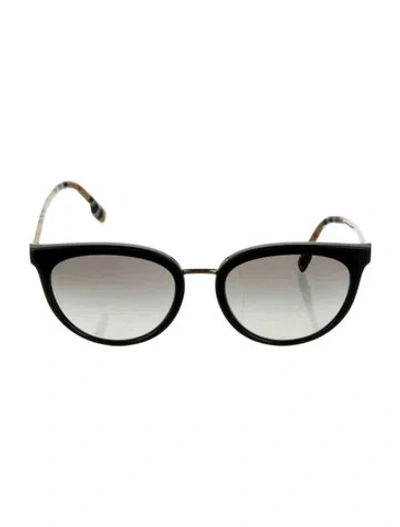 Pre-owned Burberry Nova Check Pattern Wayfarer Sunglasses In Black
