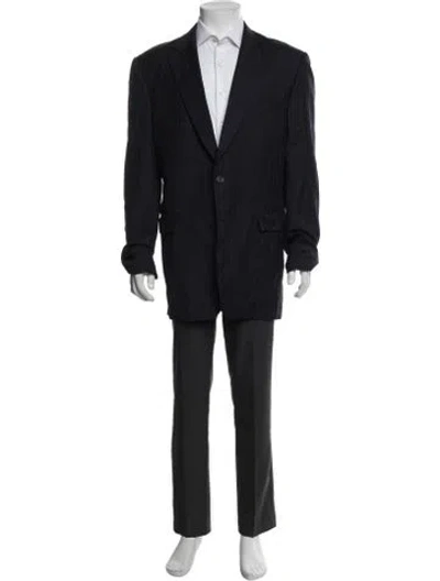 Pre-owned Burberry Nova Check Pattern Wool Blazer In Blue