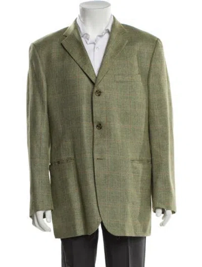 Pre-owned Burberry Nova Check Pattern Wool Blazer In Green