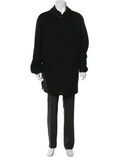Pre-owned Burberry Nova Check Pattern Wool Coat In Black