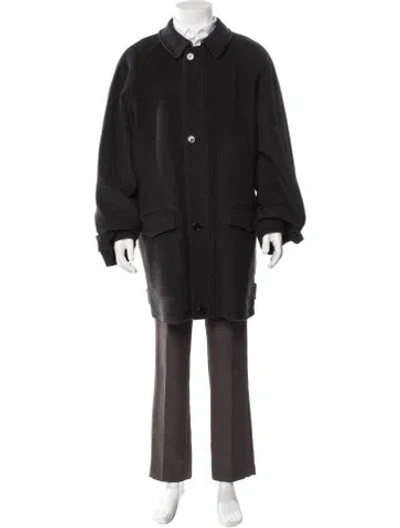 Pre-owned Burberry Nova Check Pattern Wool Parka In Black