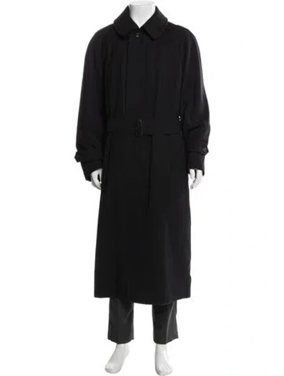 Pre-owned Burberry Nova Check Pattern Wool Trench Coat In Black