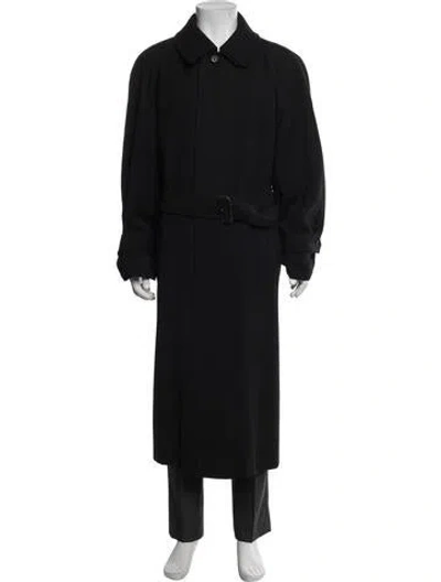 Pre-owned Burberry Nova Check Pattern Wool Trench Coat In Black