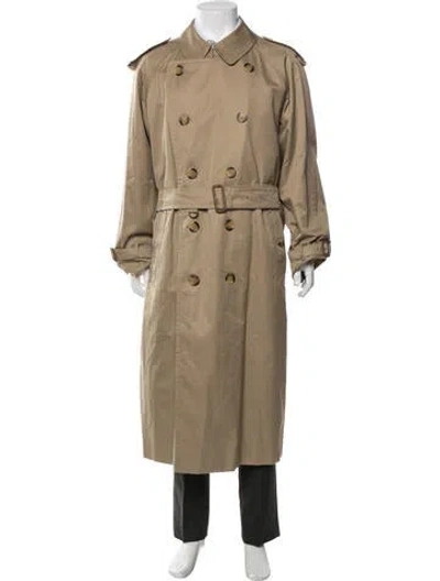 Pre-owned Burberry Nova Check Pattern Wool Trench Coat In Neutral