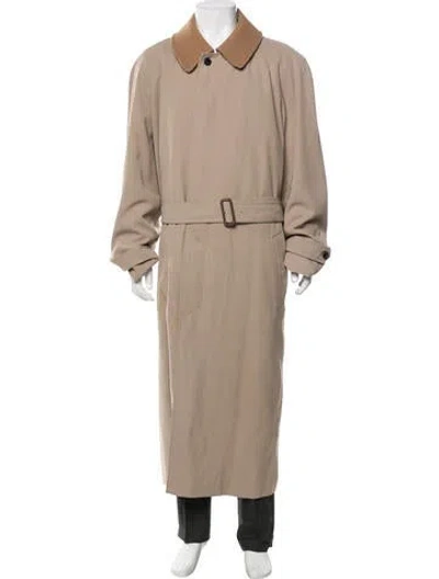 Pre-owned Burberry Nova Check Pattern Wool Trench Coat In Neutral