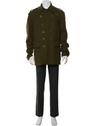 Pre-owned Burberry Nova Check Pattern Wool Utility Jacket In Green