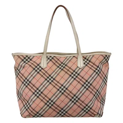 Pre-owned Burberry Nova Check Pink Nylon Tote Bag ()